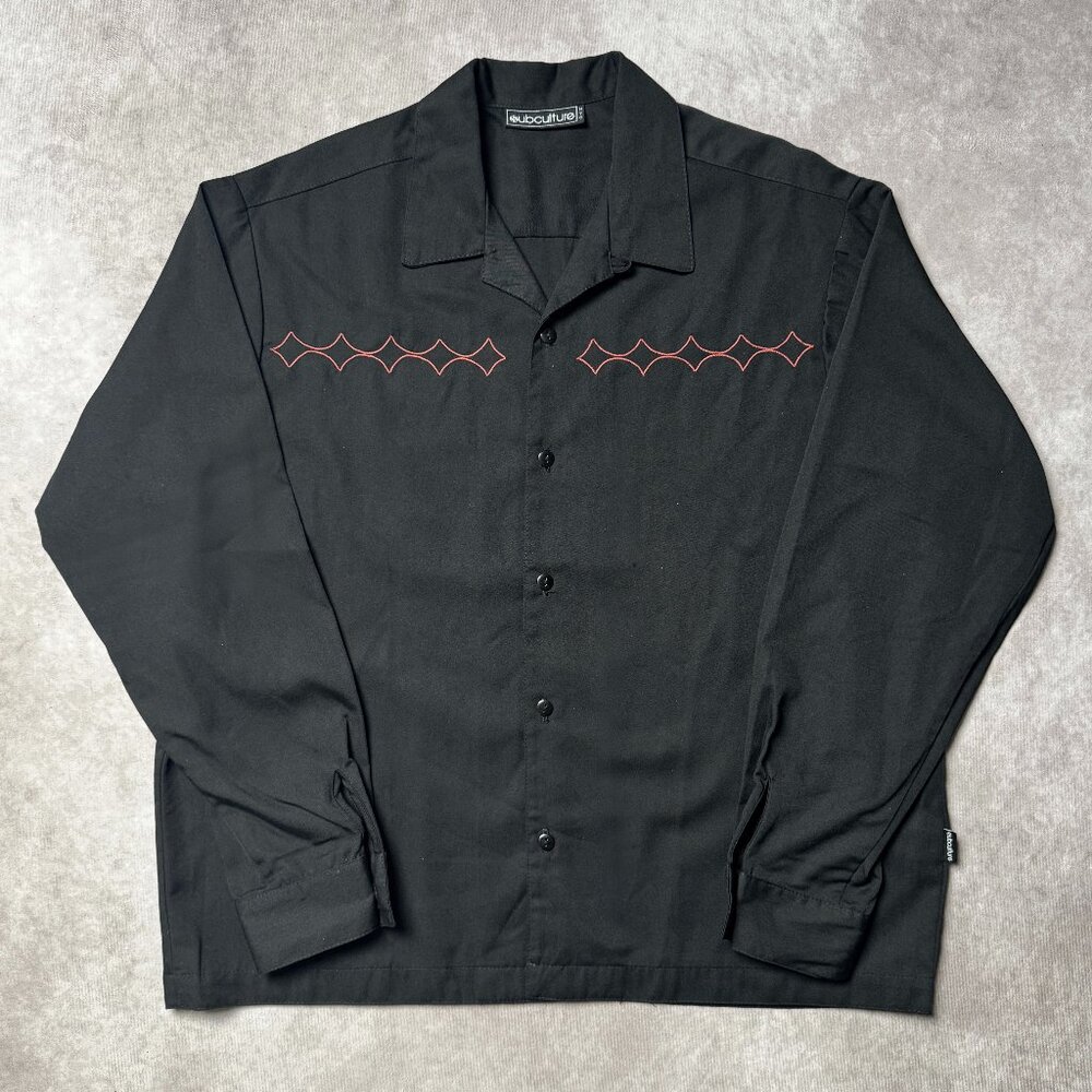 50s Style Lounge Shirt, Hand Embroidered